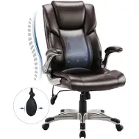 COLAMY Bürostuhl – Ergonomischer Bürostuhl aus Kunstleder, neigbare Rückenlehne, verstellbare Armlehnen und höhenverstellbar – Braun