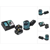 Makita DBO 180 RT Akku Exzenterschleifer 18 V 125 mm + 2x Akku 5,0 Ah + Ladegerät