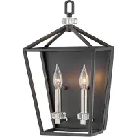 Quintiesse Elstead Stinson Wandleuchte E14 2-fach Schwarz mit poliertem Nickel