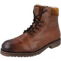 Bugatti Herren Winterstiefel gefüttert braun cognac Glattleder - Größe: 44