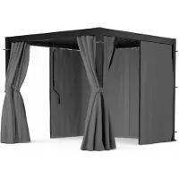 Blumfeldt Pergola 3x3 m - Lamellendach Verstellbar, Inkl. Vorhänge & Moskitonetze, UV-Schutz, Aluminium-Rahmen, Rostfrei, Ganzjährig Nutzbar, Schwarz