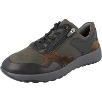 Think WALDLÄUFER K-John Herren Schnürhalbschuhe schwarz braun Lederkombination - Größe: UK 9,5