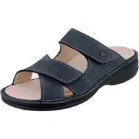 Finn Comfort Melrose Damen Pantoletten blau grau Nubukleder - Größe: 43