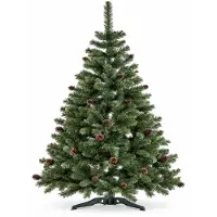 AGA Weihnachtsbaum 150 cm mit Tannenzapfen und leicht mit Kunstschnee bedeckt, Künstlicher Weihnachtsbaum, Tannenbaum mit ständer, Christbaum, Kunstbaum Weihnachten