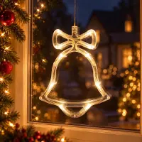 Lapamax LED Fensterlicht mit Saugnapf, Hängende Fenster Lichterkette Innen, Weihnachtsbeleuchtung, Fensterdeko Batteriebetrieben, Glocke