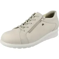 Finn Comfort Lisboa Damen Halbschuhe mit Reißverschluss beige genarbtes Glattleder - Größe: UK 6