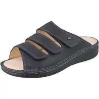 Finn Comfort Mellow Keros Herren Pantolette dunkelblau Glattleder genarbt - Größe: 45