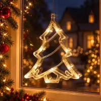 Lapamax LED Fensterlicht mit Saugnapf, Hängende Fenster Lichterkette Innen, Weihnachtsbeleuchtung, Fensterdeko Batteriebetrieben, Weihnachtsbaum