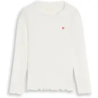 Tom Tailor Langarmshirt , Mädchen, Gr. 104/110, weiß (whisper weiß), Feinripp, Obermaterial: 93% Baumwolle, 7% Elasthan, regular fit, Rundhals, Shirts Langarmshirt