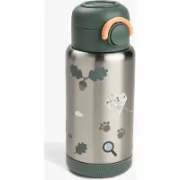 Done by Deer Tiny Trails Trinkflasche mit Trinkhalm, Green