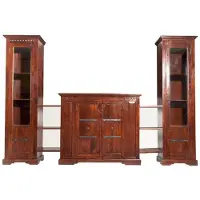MASSIVMOEBEL24.DE MASSIVMOEBEL24 Wohnwand Akazie 300x39x200 nougat lackiert OXFORD #600