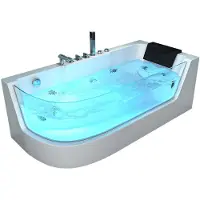 HOME DELUXE - Whirlpool Badewanne - CARICA Links weiß mit Heizung und Massage - Maße: 170 x 80 x 59 cm I Eckwanne, Indoor Badewanne