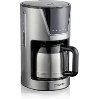 Cloer 5258 Filterkaffeemaschine für 10 Tassen, 3 Aromastufen, LCD-Touch-Display, Timer, Tropfstopp & Auto-Off, inkl. Messlöffel, Isolierkanne, Edelstahl, 800 W