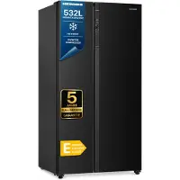 HEISSNER HSBS-HM532NFBKE++, Freistehend, Amerikanische Tür, Schwarz, 2 Tür(en), Berührung, LED
