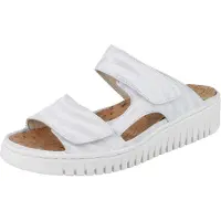 Think WALDLÄUFER H-Willow Damen Pantolette grau weiß silber Nubukleder - Größe: UK 5