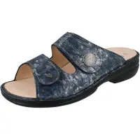 Finn Comfort Sansibar Damen Pantolette blau silber Nubukleder - Größe: 38