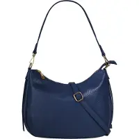 Cluty Umhängetasche "Damen echt Leder, Made in Italy", Damen, Gr. B/H/T: 31cm x 24cm x 7cm onesize, blau, Leder, leicht glänzend, unifarben, Taschen Umhängetasche, echt Leder, Made in Italy