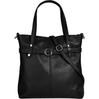 Cluty Damen Shopper Handtasche schwarz mit verstellbarem Schultergurt 31x30x11 cm
