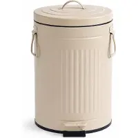 Relaxdays Mülleimer, 12 Liter, Küche, Bad, entnehmbarer Inneneimer, Fußpedal, Softclose, Metall, Tretmülleimer, beige