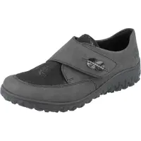 Rieker Damen Slipper dunkelgrau schwarz Kunstleder Textil - Größe: 40