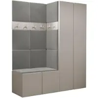 Mirjan 24 Garderoben-Set Orion III, Garderobe mit Sitzbank mit 11 x Wandpanel 42x42 (Farbe: Cashmere, Polo 894)