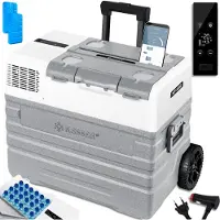 Kesser Kompressor Kühlbox elektrisch Gefrierbox, Mit APP-Steuerung USB-Anschluss 12/24 V 230V, +Teleskopstange Räder Kühlschrank Kühlung bis -20 °C für Auto, Lkw, Boot, Reisemobil, Camping