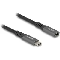 DeLOCK USB 10 Gbps Verlängerungskabel USB Type-C Stecker zu Buchse PD 3.0 100 W 1 m grau Metall, 1 m, USB C, USB C, USB 3.2 Gen 2 (3.1 Gen 2), 10 Gbit/s, Schwarz