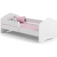 KOBI Kinderbett FALA mit Schutzbarriere – 140x70 cm, weiß, inklusive Matratze und Montagekit, sicher und komfortabel, ideal für Mädchenzimmer