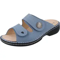 Finn Comfort Sansibar Damen Pantolette himmelblau genarbtes Nubukleder - Größe: 37