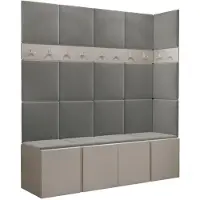 Mirjan 24 Garderoben-Set Orion II, Garderobe mit Sitzbank mit 19 x Wandpanel 42x42 (Farbe: Cashmere, Polo 894)