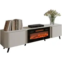 Mirjan 24 TV-Lowboard Volare 200 EF mit Kamin, TV-Schrank, Modernschrank, Stehend, Schrank mit zwei Drehtüren, Wohznimmer Kollektion (Farbe: Cashmere)