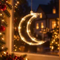 Lapamax LED Fensterlicht mit Saugnapf, Hängende Fenster Lichterkette Innen, Weihnachtsbeleuchtung, Fensterdeko Batteriebetrieben, Mond