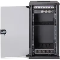 Digitus Netzwerk-Set SOHO Pro, 254 mm (10") - 12HE, 315 x 300 mm (B x T), Wandmontiertes Regal, 12U, 60 kg, Sperrschloss, Ablageschienen, Verbessertes Kabelmanagement
