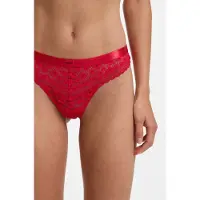 HUGO underwear String "SAVANA" aus Spitze mit Leopardenmuster und Logo am Bund