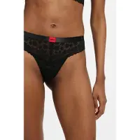 HUGO underwear String "SAVANA" aus Spitze mit Leopardenmuster und Logo am Bund