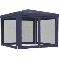vidaXL Partyzelt mit 4 Mesh-Seitenwänden Blau 3x3 m HDPE