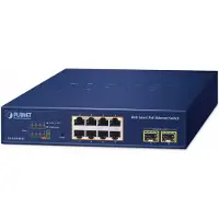 Planet 8-Port 10/100/1000T 802.3at, Managed, L2, Gigabit Ethernet (10/100/1000), Vollduplex