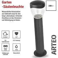 Emos Außen-Stehleuchte ARTEO für Garten mit E27 Fassung, wasserdichte Wegeleuchte für E27-Birne max 15 W, aus Edelstahl, zur Bodenbefestigung, ZGA0A0P