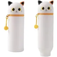 Itotal Bastelset 2-in-1 Weiches Silikon-Federmäppchen - Weiß und Ingwer Katze