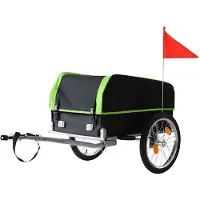 Relaxdays Fahrradanhänger Lastenanhänger, klappbar, 120L, Regenschutz, Fahne, HBT 59x130x69cm, Fahrradwagen,schwarz-grün