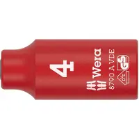 Wera 05005930001, Steckschlüsselbuchse, Rot, Weiß, 1 Kopf/Köpfe, 1/4", Metrisch, 4 mm