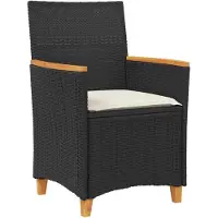 vidaXL Gartenstühle mit Kissen 2 Stk. Schwarz Poly Rattan Massivholz