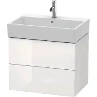 Duravit L-Cube Waschtischunterbau wandhängend, 2 Schubkästen, 684x544x459mm, LC627608585, Farbe: Weiß Hochglanz Lack