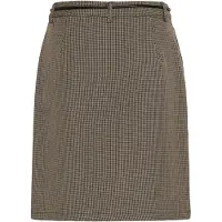 Kaffe Midirock "Damen Rock KAelyah", Damen, Gr. 34, beige (beige, schwarz petit houndstoot), Obermaterial: 69% Polyester PES. 29% Viskose CV. 2% Elasthan EL., Röcke Midirock