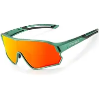 RockBros Polarisierte Fahrradbrille für Kinder von 8–14 Jahren mit UV400-Filter Grün