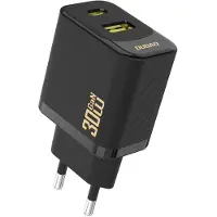 Dudao 30W GaN Netzladegerät mit USB-C & USB-A - Schnelles Laden, kompakte Größe, Schwarz - Modell A27TEU