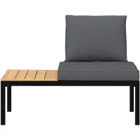 vidaXL Gartenbank mit Kissen Schwarz Aluminium