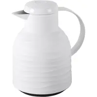 EMSA Isolierkanne "Samba Wave", weiß, 1 l, Glas, Kunststoff, Kannen, Isolierkanne, Made in Germany, 12h warm/24h kalt, Quick-Press-Deckel, Glaskolben