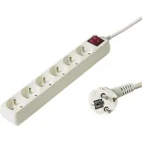 PremiumCord PP6K-02, 2 m, Type E/F, Weiß, 6 AC-Ausgänge, 250 V, 10 A