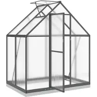 vidaXL Gewächshaus mit Fundamentrahmen Anthrazit 169x114x202 cm Alu